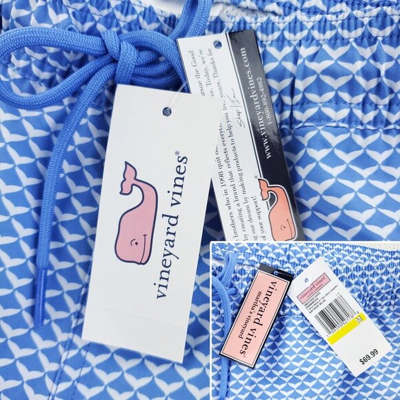 Vineyard Vines Chappy Swim Shorts Swimsuit Trunks 7" Whale Tails Men Medium NWT - Picture 3 of 12